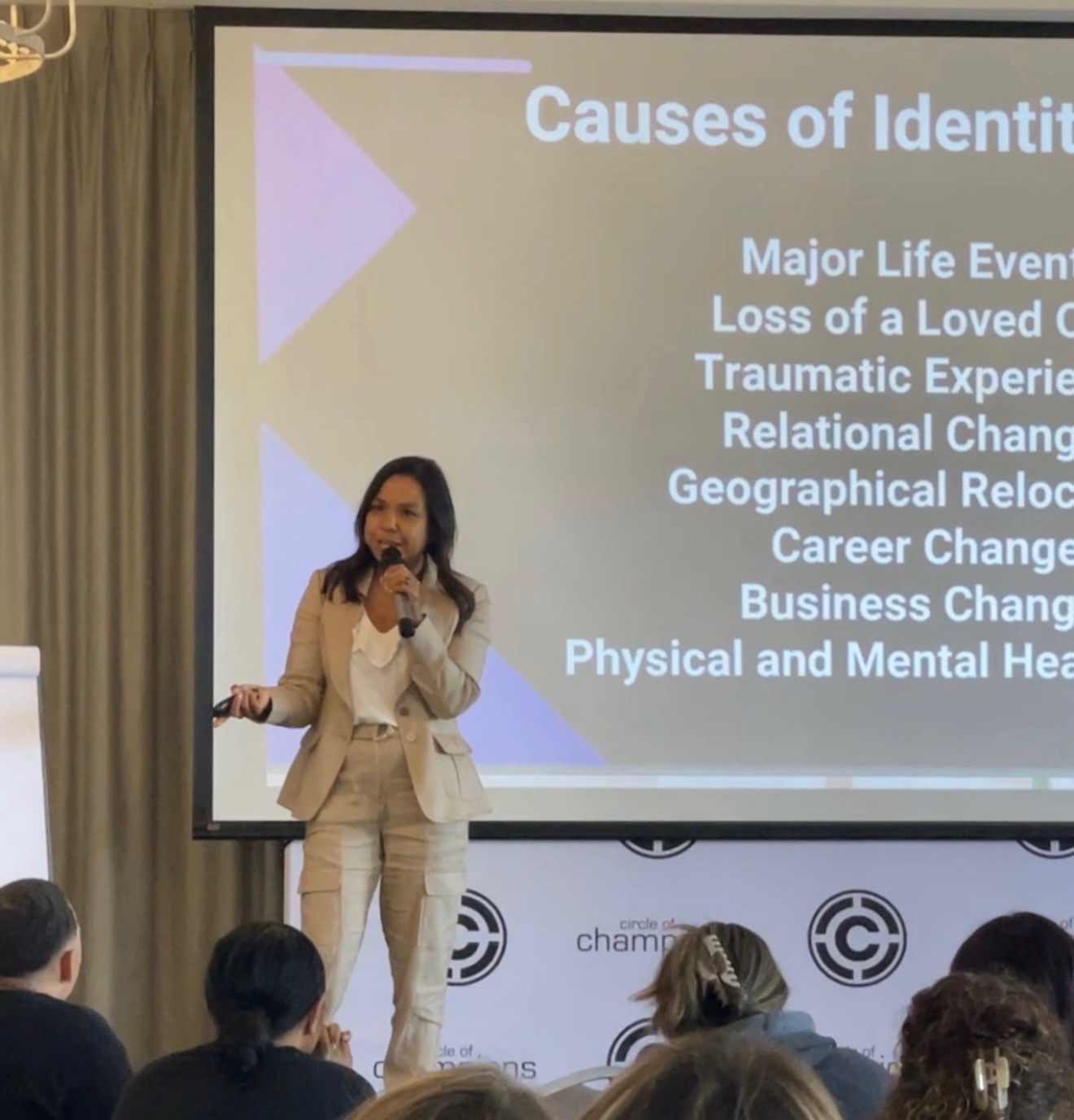 Shelly Panzarella speaking at an event